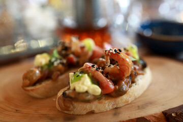 Bruschetta with seafood