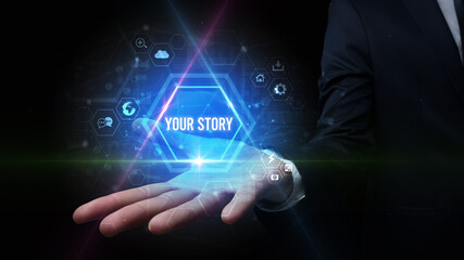 Man hand holding social inscription