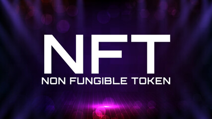 abstract futuristic technology background of NFT non fungible token - obrazy, fototapety, plakaty