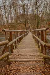 Fototapeta na wymiar wooden bridge over river warnow Mecklenburg-Western Pomerania
