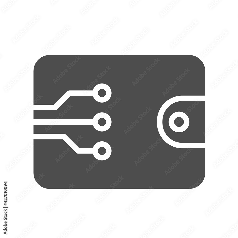 Poster digital wallet silhouette vector icon isolated on white. cryptocurrency digital wallet icon for web,