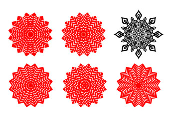 Set of flower and snowflakes papercut vector art