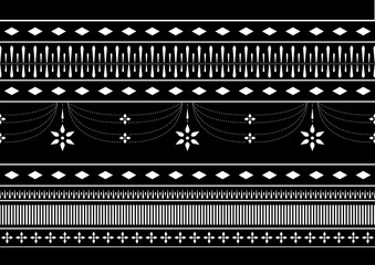 Seamless Black and white Asian Thai pattern vector