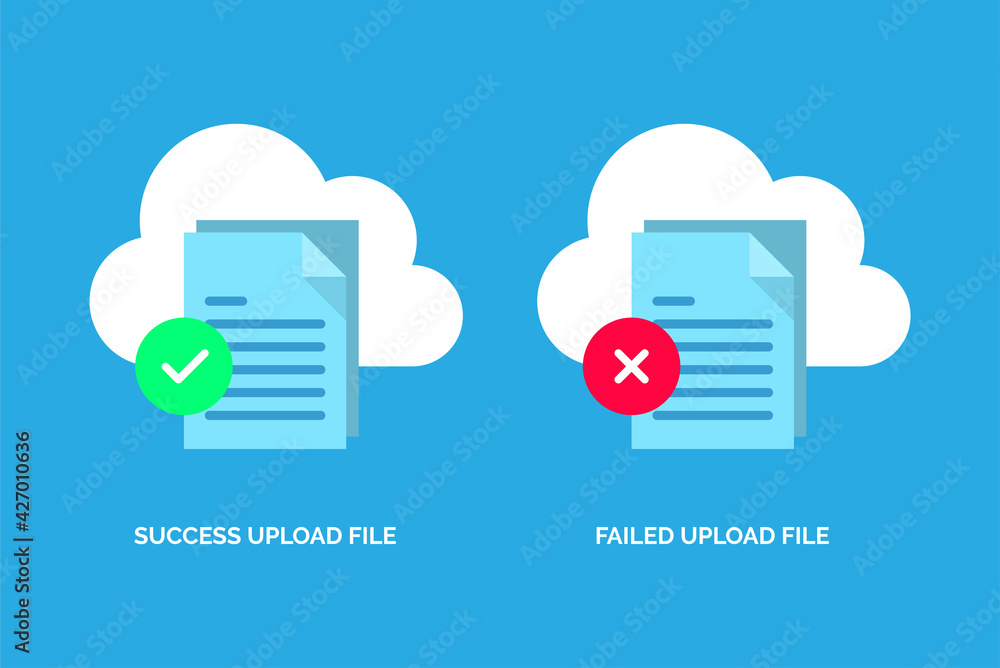 Poster success and failed upload file concept illustration flat design vector eps10. simple, modern graphic