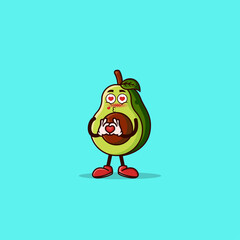 Cute Avocado character with love emote. Fruit character icon concept isolated. flat cartoon style Premium Vector