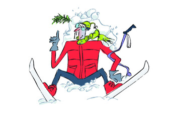 Humour : Skieur homme tombé dans la neige donne des conseils