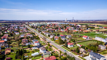 nowoczesna wieś Pawłowice z lotu ptaka na Śląsku w Polsce © Franciszek