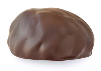 Chocolate candy  marshmallow (zepfir) isolated on white background. Soft and Sweet marshmallow closeup.