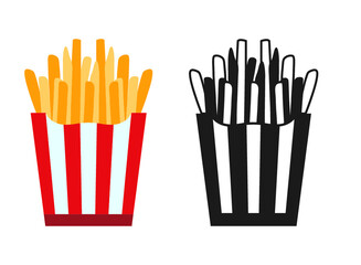 French fries vector illustration, French fries icon, Fries symbol, Fast Food, Clipart Cricut design space, vinyl, French fry box sign