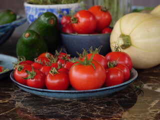 vegetables on a wooden table