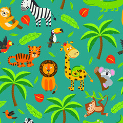 seamless pattern with animals,vector graphics for production