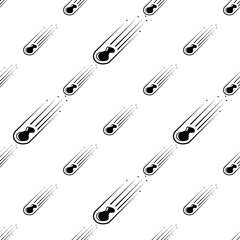 Meteorite Icon Seamless Pattern, Solid Piece Of Debris From Outer Space
