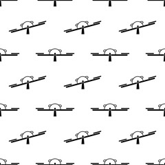 Playground Seesaw Icon Seamless Pattern, Kids Teeter-Totter Teeterboard