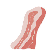 Steak, a piece of fresh meat tenderloin with veins of fat. Pork and beef. Hand-drawn vector, flat style. Delicious bacon. Healthy food, cooking, proper nutrition. For farm, kitchen, restaurants, menus