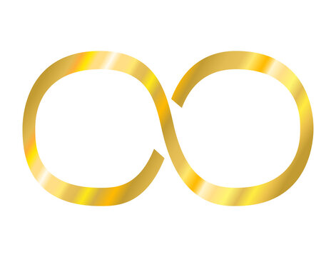 Design elements. Infinity sign gold spectrum. Golden gradient in shape of infinity symbol. Eight sign Isolated on white background. Vector illustration EPS 10 digital for promotion new product