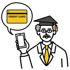 博士　シニア　医師　医者　男性　ミドルエイジ クレジットカード　インターネット
