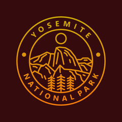 yosemite national park badge illustration - obrazy, fototapety, plakaty