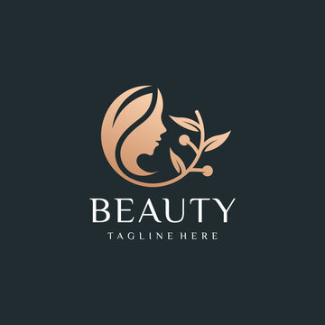 Feminine golden beauty skin care logo design spa therapy logo vector concept. Logo can be used for icon, brand, identity, business card, spa, decoration, yoga, wellness, and business company