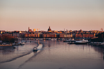 Early winter morning in Stockholm Sweden with the Old Town - 427017813