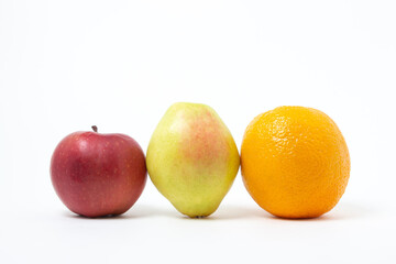 Fruit on a white background. Healthy diet. Fresh fruits isolated.