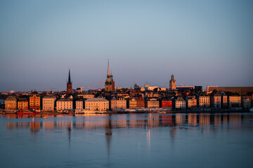 Early winter morning in Stockholm Sweden with the Old Town - 427017854