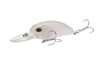 Wobbler with hooks for fishing as bait for fish, which is used for spinning. Fishing tackle for a fisherman.