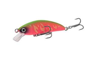 Wobbler with hooks for fishing as bait for fish, which is used for spinning. Fishing tackle for a...