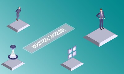 Analytical sociology concept on abstract design