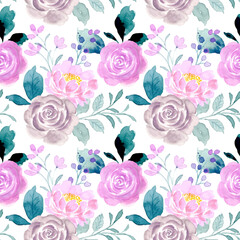 Pink floral watercolor seamless pattern