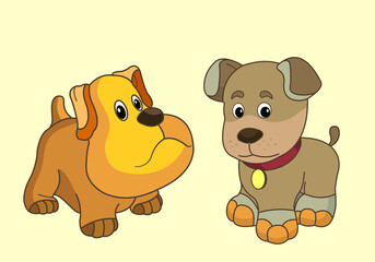 In the world of animals, nature. Vector image of animals in color. Dog.