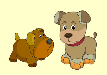 In the world of animals, nature. Vector image of animals in color. Dog.