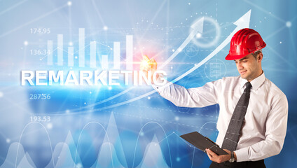 Young Businessman with helmet concept