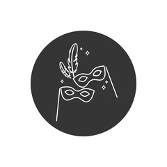 Carnival masks line white icon. Black anonymous mask vector icon