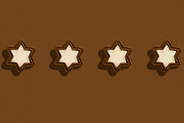 Stars shaped cookies seamless pattern. Fashion Food Sample with cookies.