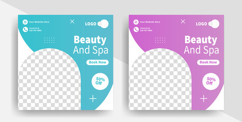 minimalist modern Spa and beauty center social media post template and web banner poster