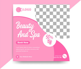 minimalist modern women Spa and beauty center social media post template and web banner poster