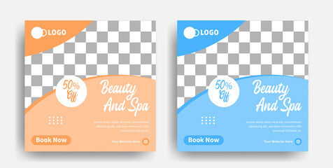 women Spa and beauty skin care center social media post template and web banner poster