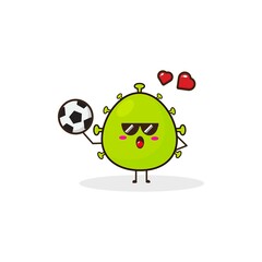 Virus play soccer cute character illustration