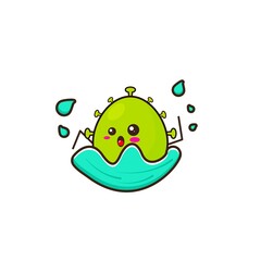 Virus swimming cute character illustration