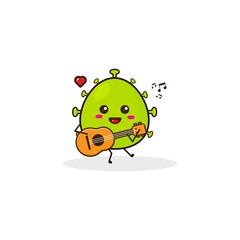 Virus play guitar cute character illustration