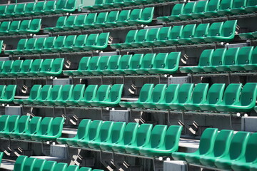 無観客試合の空っぽのスタジアムの客席スタンド