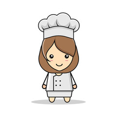 Kawaii illustration female chef vector graphics