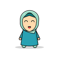 Kawaii illustration muslim woman vector graphics