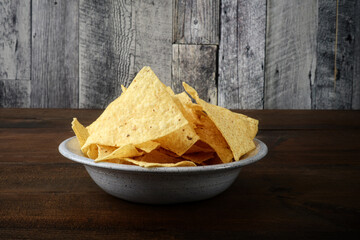 bowl of nacho corn chips