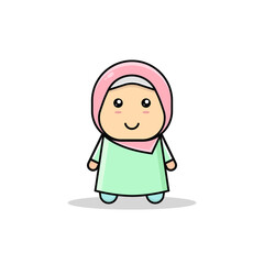 Kawaii illustration muslim woman vector graphics