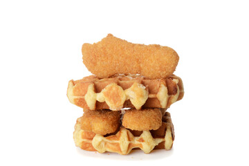 stack of waffle and chicken tenders
