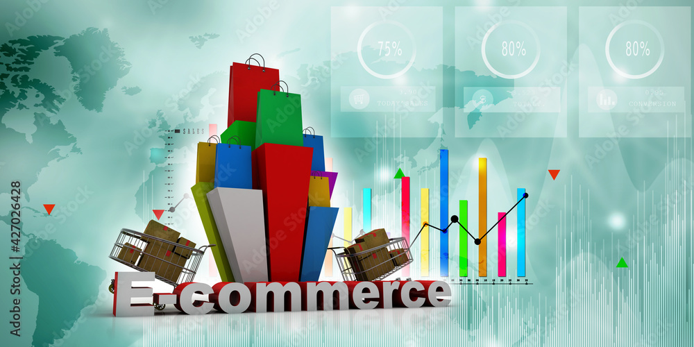 Poster 3d rendering e-commerce