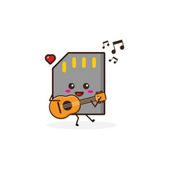 Memory play guitar cute character illustration