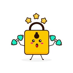 Padlock strong cute character illustration