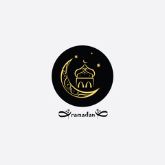 Fototapeta premium mosque and moon symbol ramadan design illustration